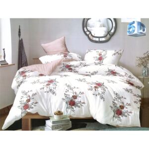 Bielo ružové vintage posteľné obliečky z mikrovlákna Biela