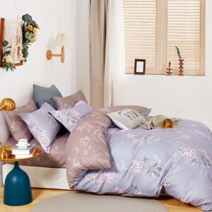 Bavlnené posteľné obliečky sivo fialové Fialová