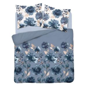Krásne modré vintage bavlnené posteľné obliečky Modrá