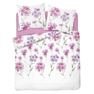 Romantické bielo ružové posteľné obliečky s kvetmi Biela