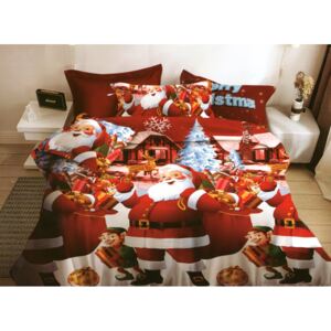 Kvalitné posteľné obliečky na Vianoce 3č.160x200 SKLADOM Červená