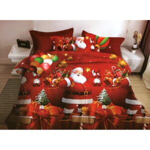 Červené vianočné obliečky na posteľ s motívom mikuláša 4č.160x200 SKLADOM