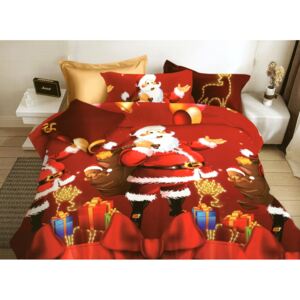 Vianočné obliečky na posteľ s mikulášom 160 x 200 cm SKLADOM Červená