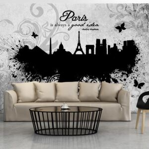 Fototapeta - Paris is always a good idea - black and white 100x70 cm