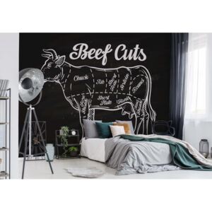 Fototapeta - Retro Poster "Beef Cuts" Vliesová tapeta - 416x254 cm