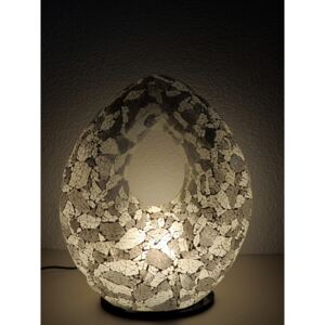 Luxusná stolná lampa OVAL 50 cm bielo- sivá