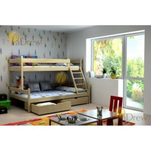 Poschodová posteľ Savana 190/80 cm + šuplíky + rošty