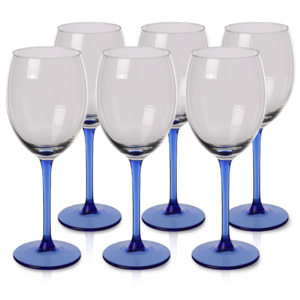 6-dielna sada pohárov na víno Blue, 330 ml