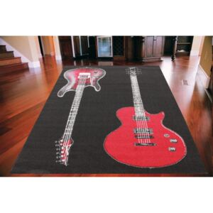 Kusový koberec PP Elektrická gitara čierny, Velikosti 140x200cm
