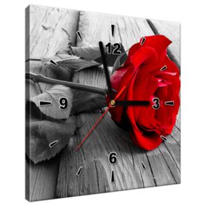 Tlačený obraz s hodinami Červená ruža ZP1138A_1AI