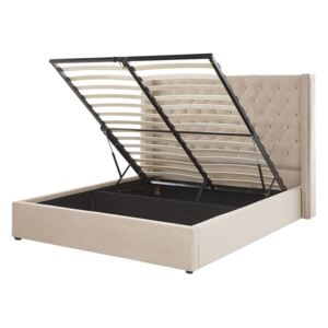 Manželská posteľ 160 cm LUBECK (polyester) (béžová). Vlastná spoľahlivá doprava až k Vám domov