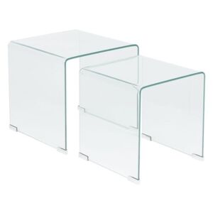 Set 2 ks. konferenčných stolíkov KOORDA (sklo) (priehľadná). Vlastná spoľahlivá doprava až k Vám domov