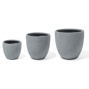 Set 3 ks. kvetináčov KERMAN (keramika) (sivá). Vlastná spoľahlivá doprava až k Vám domov