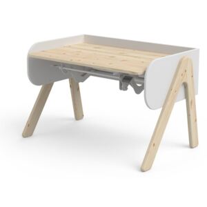 Bielo-hnedý písací stôl z borovicového dreva s nastaviteľnou výškou Flexa Woody
