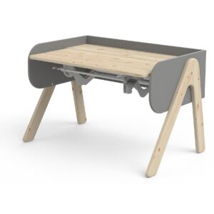 Sivo-hnedý písací stôl z borovicového dreva s nastaviteľnou výškou Flexa Woody