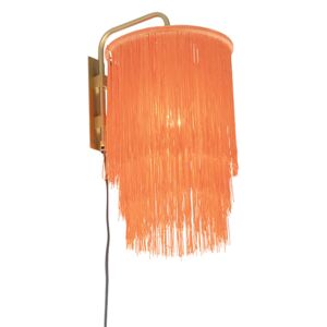 Orientálna nástenná lampa zlatoružového odtieňa s strapcami - Franxa