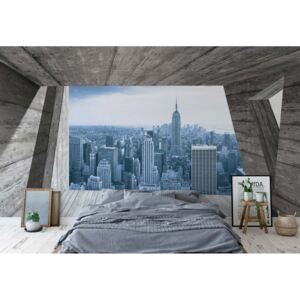 Fototapeta - New York City Skyline 3D Concrete Modern Architecture View Vliesová tapeta - 254x184 cm