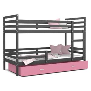 Detská posteľ RACEK COLOR, 190x90 cm, šedý/ružový