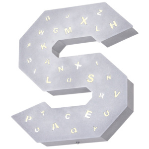 Sivá svetelná dekorácia v tvare písmena Glimte Letter S