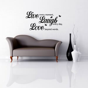 GLIX Live laugh love - samolepka na stenu Čierna 70 x 35 cm