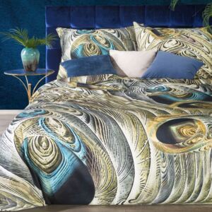 Tyrkysovo béžové luxusné posteľné obliečky pávie pierko Béžová