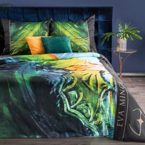 Exkluzívne čierne posteľné obliečky s abstraktným vzorom navrhnuté od EVA MINGE Zelená