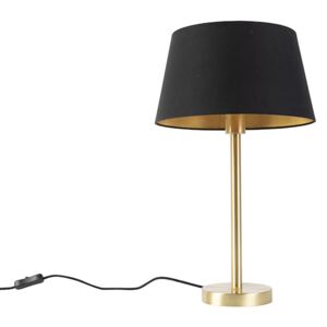 Klasická stolná lampa mosadz s čiernym tienidlom 32 cm - Simplo