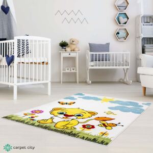 Dokonalý detský krémový koberec do detskej izby levíča Žltá Šírka: 120 cm | Dĺžka: 170 cm