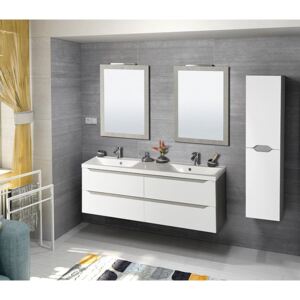 SAPHO - Kúpeľňový set WAVE 150, dvojumývadlo, biela/dub strieborný (KSET-019)