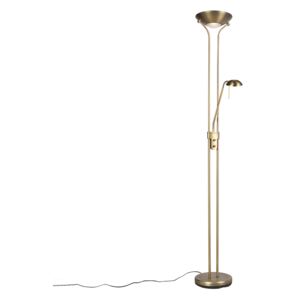 Stojací lampa bronzová s lampou na čítanie vrátane LED a stmievača - Diva 2
