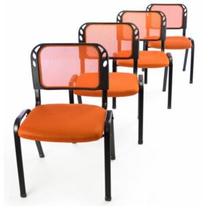 Sada 4 stohovateľných kongresových stoličiek - oranžová