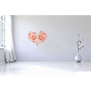 GLIX Srdce z ruží - nálepka na stenu Oranžová 50 x 41 cm