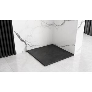 REA BLACK STONE - Kamenná sprchová vanička 90 x 120 x 3,5 cm + sifón, čierna, REA-K9603