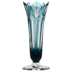 Krištáľová váza Lotos, farba azúrová, výška 200 mm