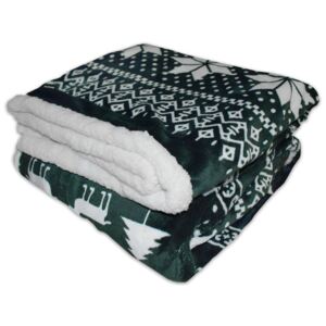Homeville deka mikroplyš s beránkem 150x200 cm Zimní motiv zelený