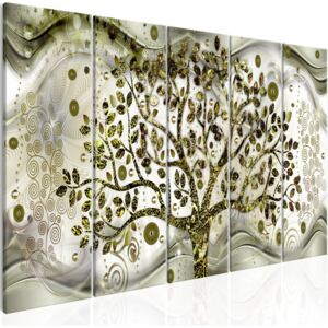 Obraz na plátne Bimago - Tree and Waves (5 Parts) Green 200x80 cm