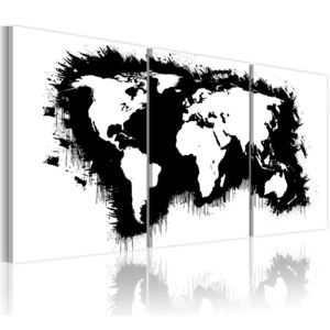 Obraz na plátne - The World map in black-and-white 120x60 cm