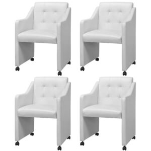 Jedálenské stoličky 4 ks, biele, umelá koža