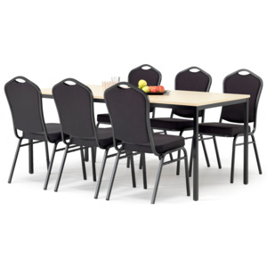 Jedálenská zostava 1x stôl Š 1800 x H 800, breza / čierna, 6x stolička čier