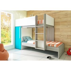 Poschodová posteľ pre dve deti Bo7 - karib. modrá - Šuplík ako prístelka, alebo úľ. priestor