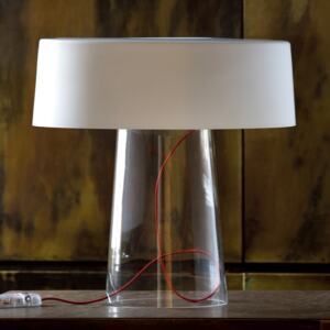 Prandina Glam stolná lampa 48cm číra/tienid. biele