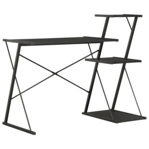 Stôl s poličkami, čierny 116x50x93 cm