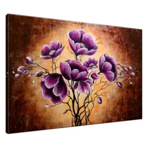 Ručne maľovaný obraz Rastúce fialové kvety 120x80cm RM1506A_1B