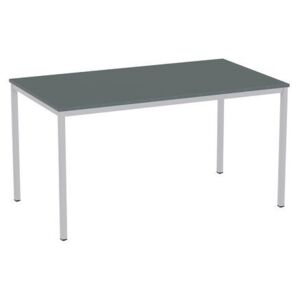 Jedálenský stôl Versys so strieborným podnožím RAL 9006, 140 x 80 x 74,3 cm, tmavosivý