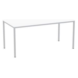 Jedálenský stôl Versys so strieborným podnožím RAL 9006, 160 x 80 x 74,3 cm, biely