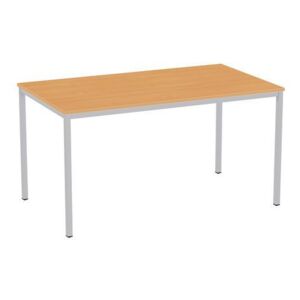 Jedálenský stôl Versys so strieborným podnožím RAL 9006, 140 x 80 x 74,3 cm, buk