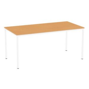Jedálenský stôl Versys s bielym podnožím RAL 9003, 160 x 80 x 74,3 cm, buk