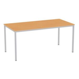 Jedálenský stôl Versys so strieborným podnožím RAL 9006, 160 x 80 x 74,3 cm, buk