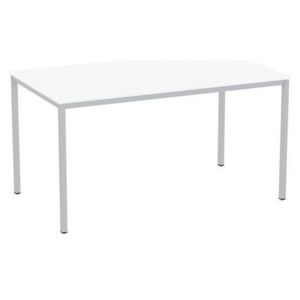 Jedálenský stôl Versys so strieborným podnožím RAL 9006, 140 x 80 x 74,3 cm, biely