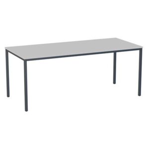 Jedálenský stôl Versys s podnožím antracit RAL 7016, 180 x 80 x 74,3 cm, svetlosivý